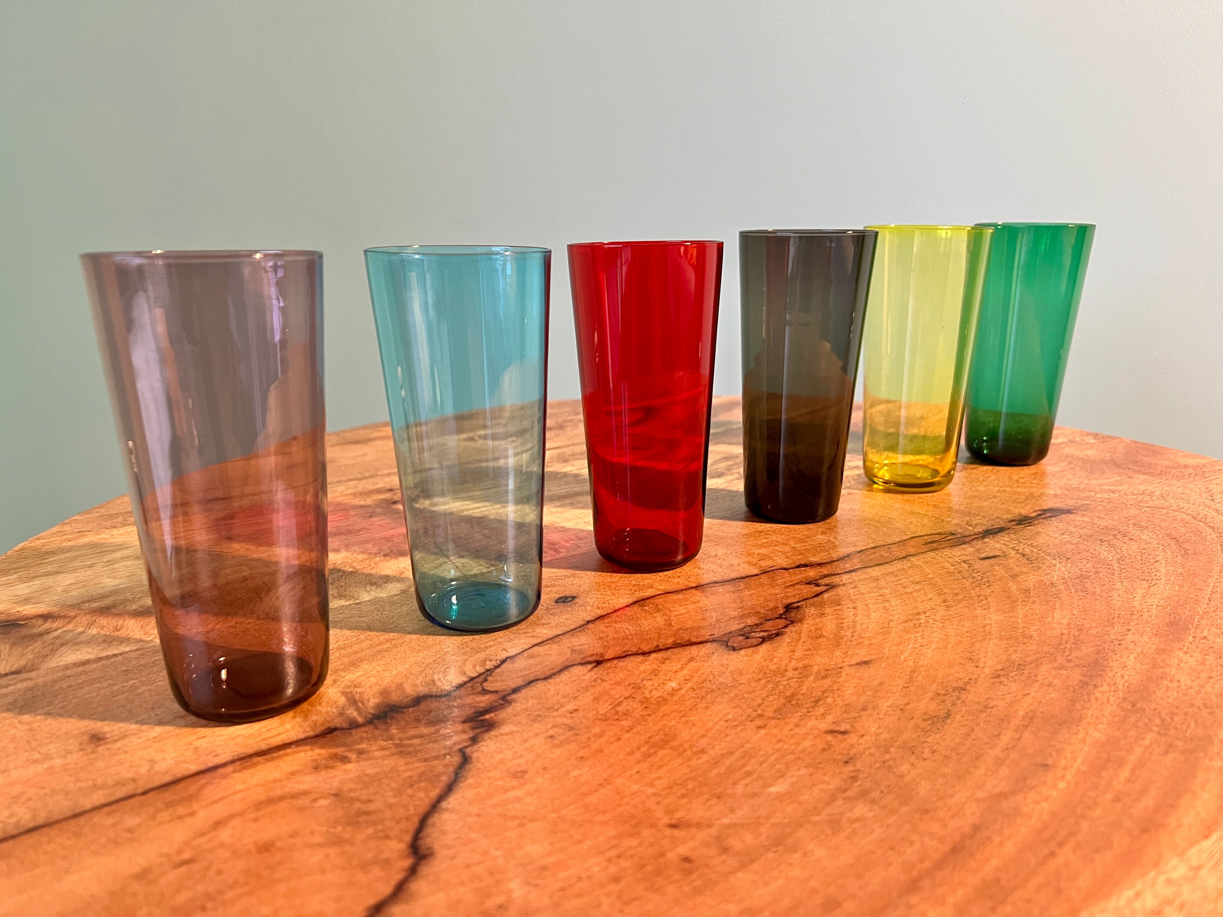 Vintage liquor and wine glasses, mid century modern from 1960s for apartment decoration / tableware