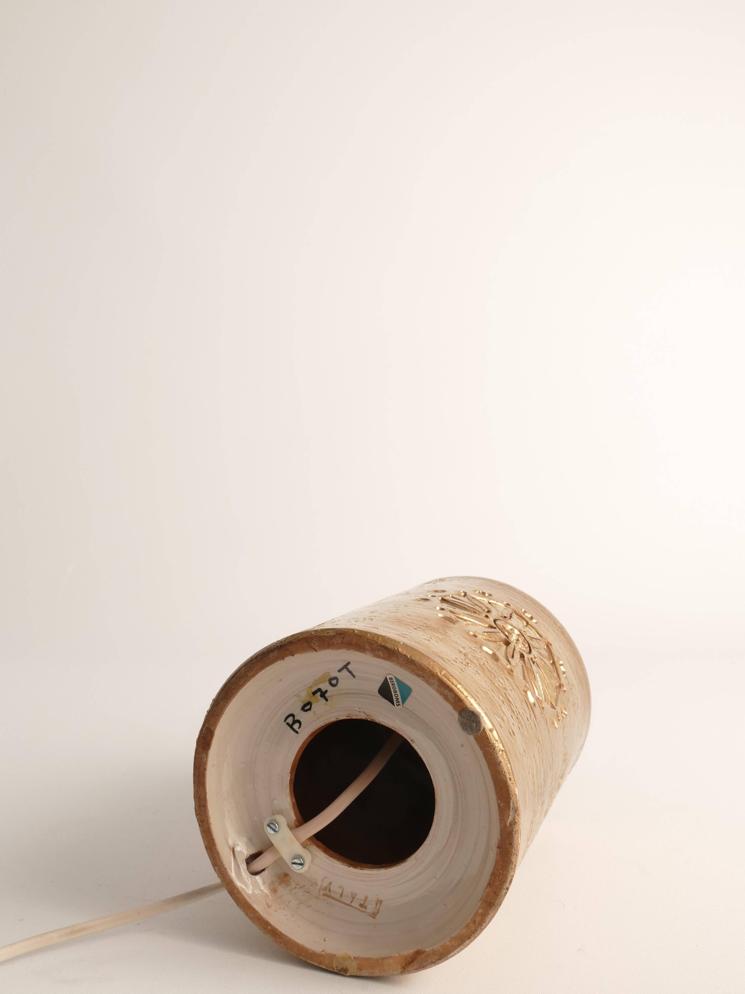Gold Glazed Ceramic Table Lamp by Bitossi for Bergboms, 1970's