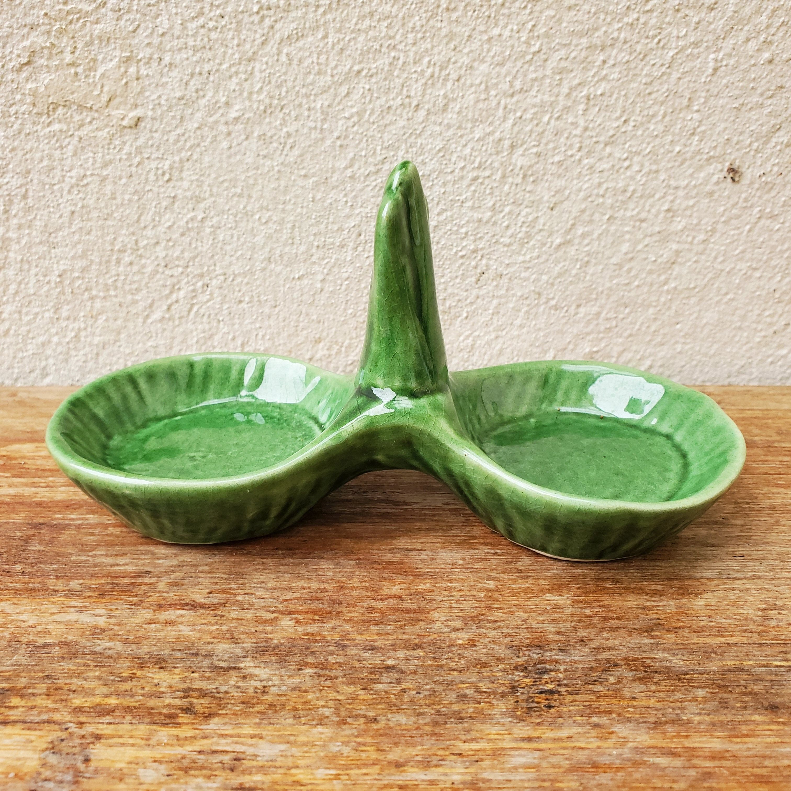 Green ceramic pepper shaker