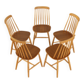 Spindle chairs in the style of Ilmari Tapiovaara, 1960s, set of 5