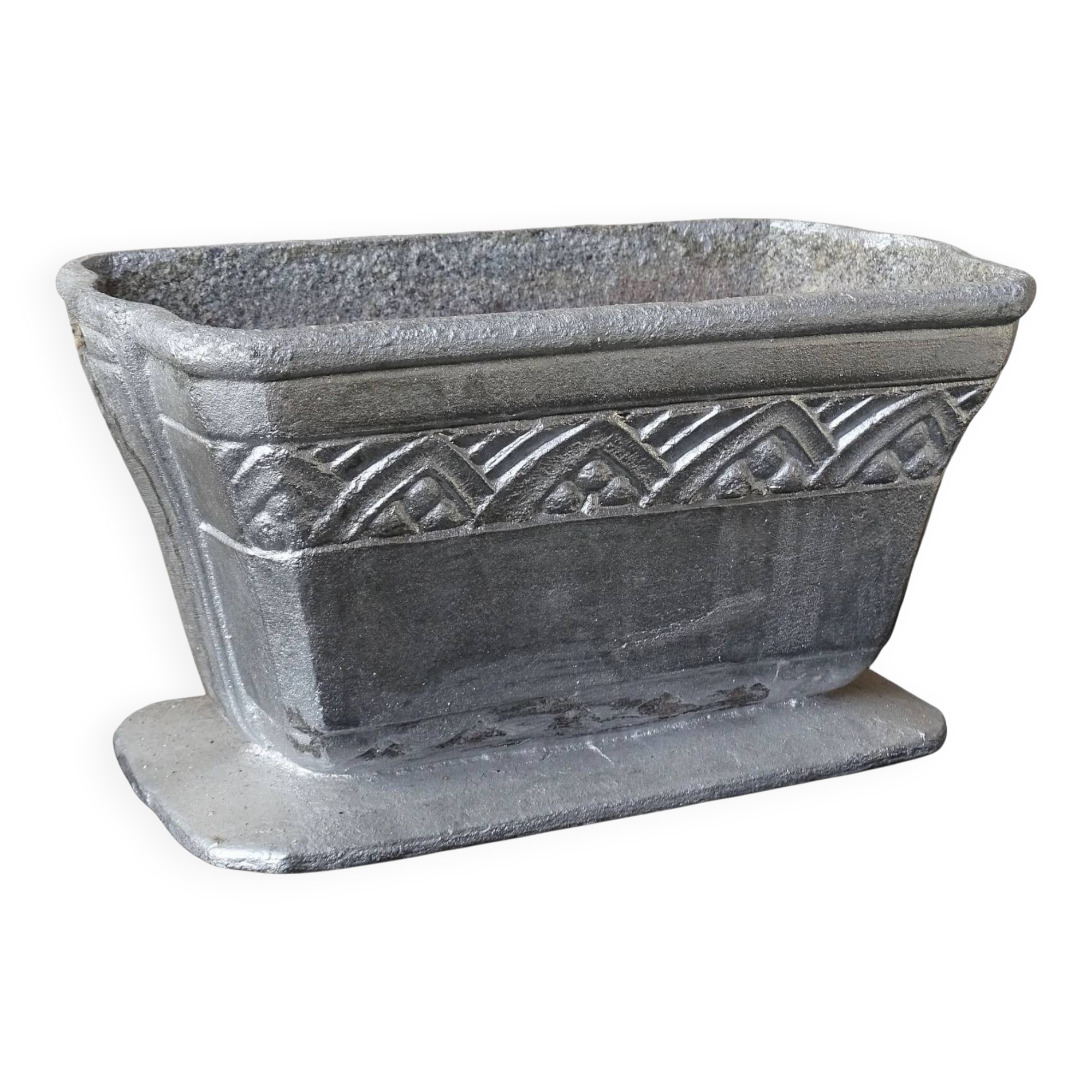 Jardinière vintage française en fonte argentée