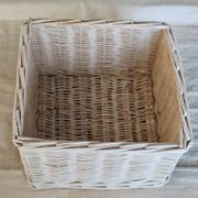 Paniers de rangement vintage en osier blanc