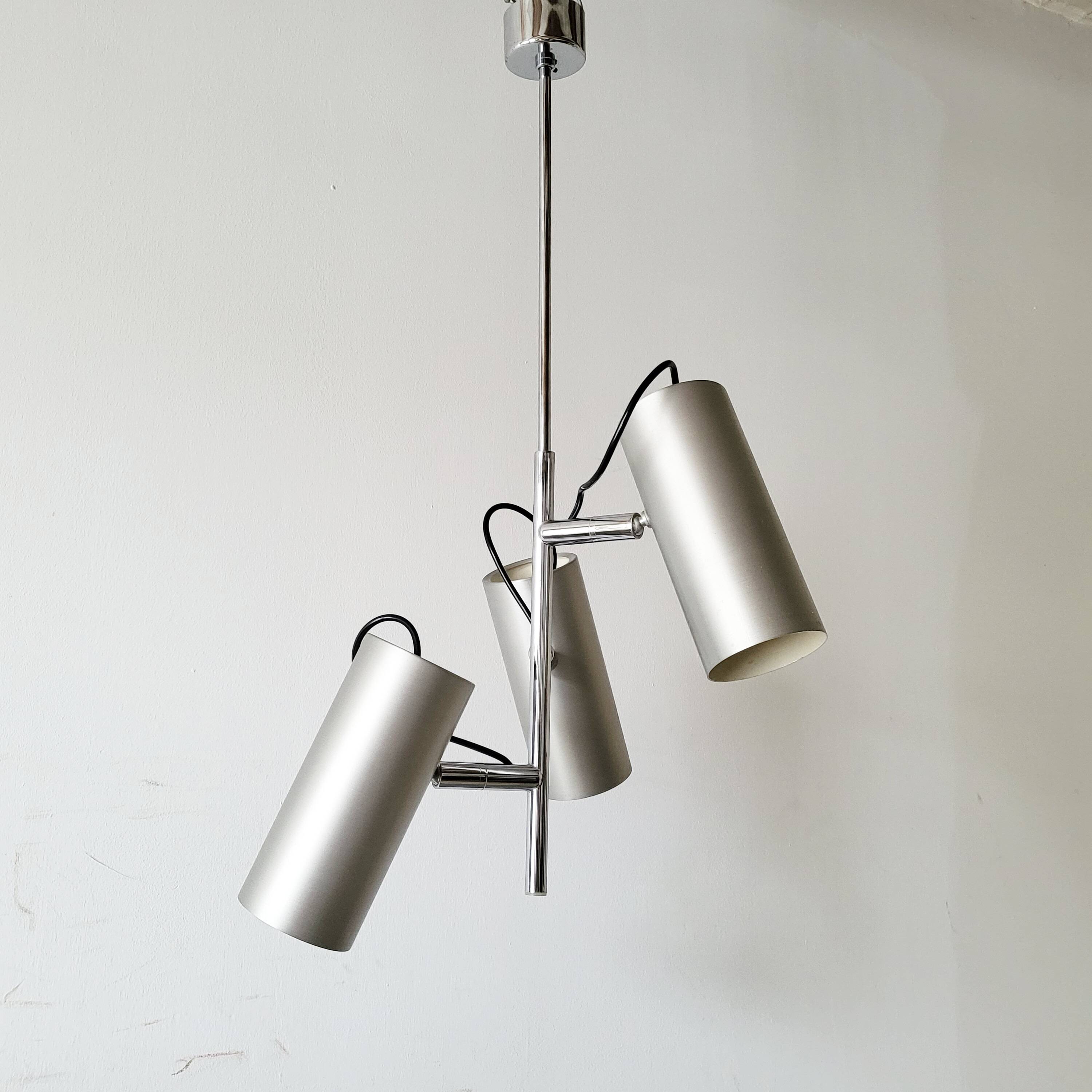 Vintage space age 1970 pendant light in brushed steel