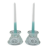 Pair of vintage clear glass double-function candlesticks, candle holders