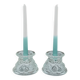 Pair of vintage clear glass double-function candlesticks, candle holders