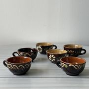 Lot of mismatched Alsatian pottery coffee cups