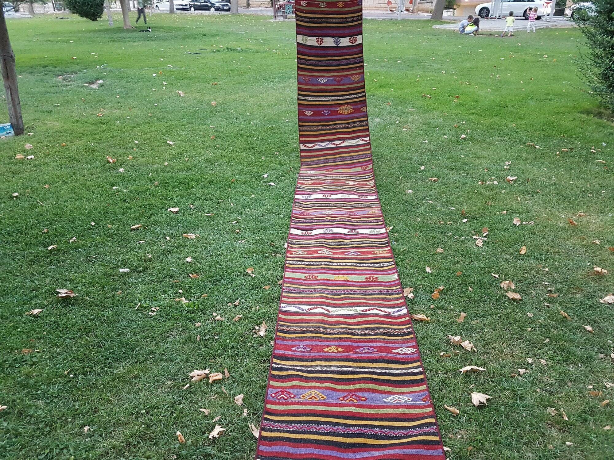 Vintage Turkish hallway rug 63x637 cm