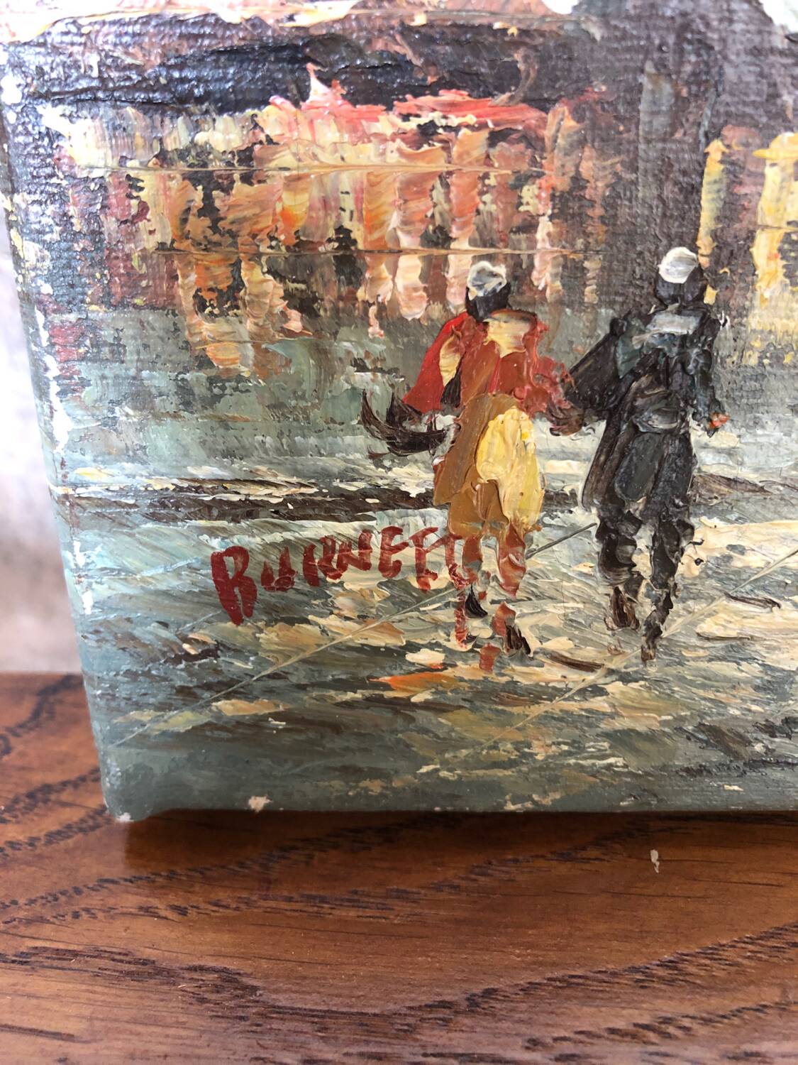 Old painting caroline burnett view of paris sacred heart oil on canvas