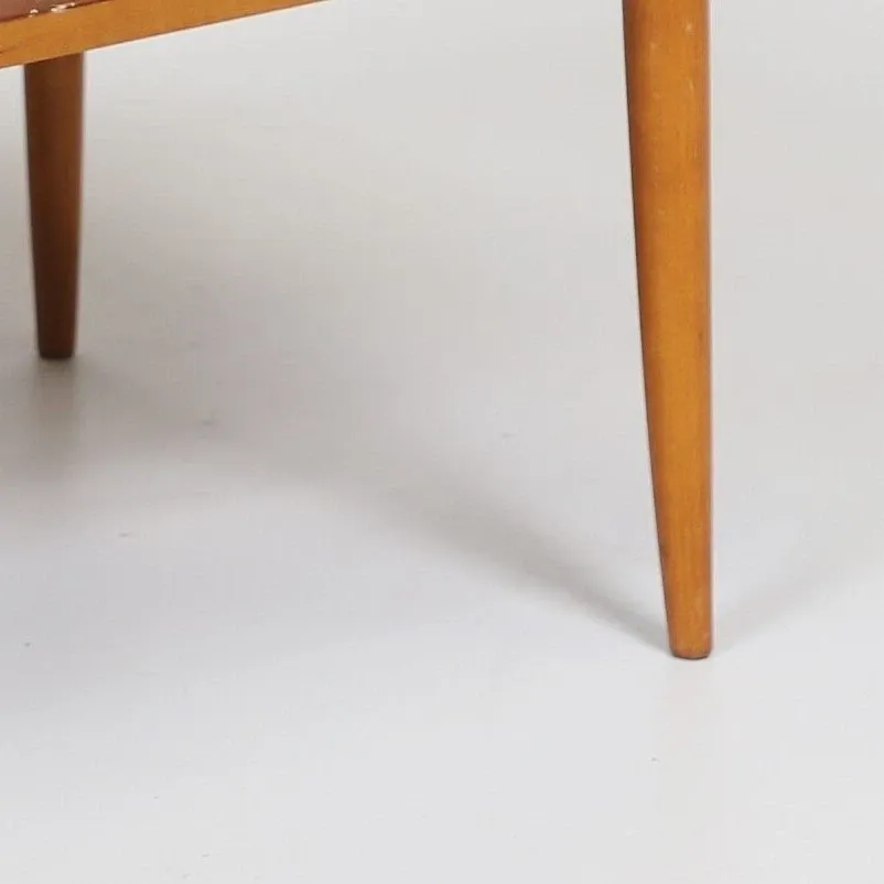 Vintage Scandinavian teak coffee table with woven shelf - 1960s