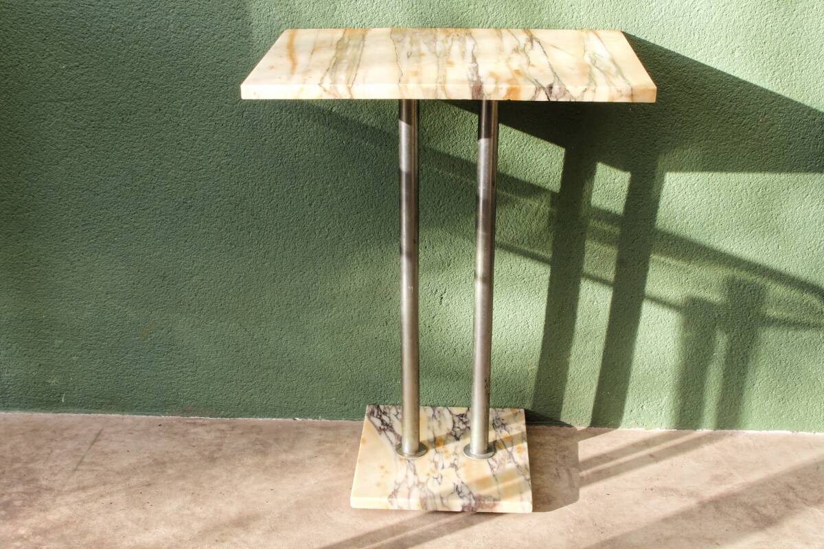 Art Deco console in onyx and steel