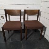 Brutalist oak chair pair – Design 1970