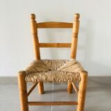 Children's chair blond wood and straw