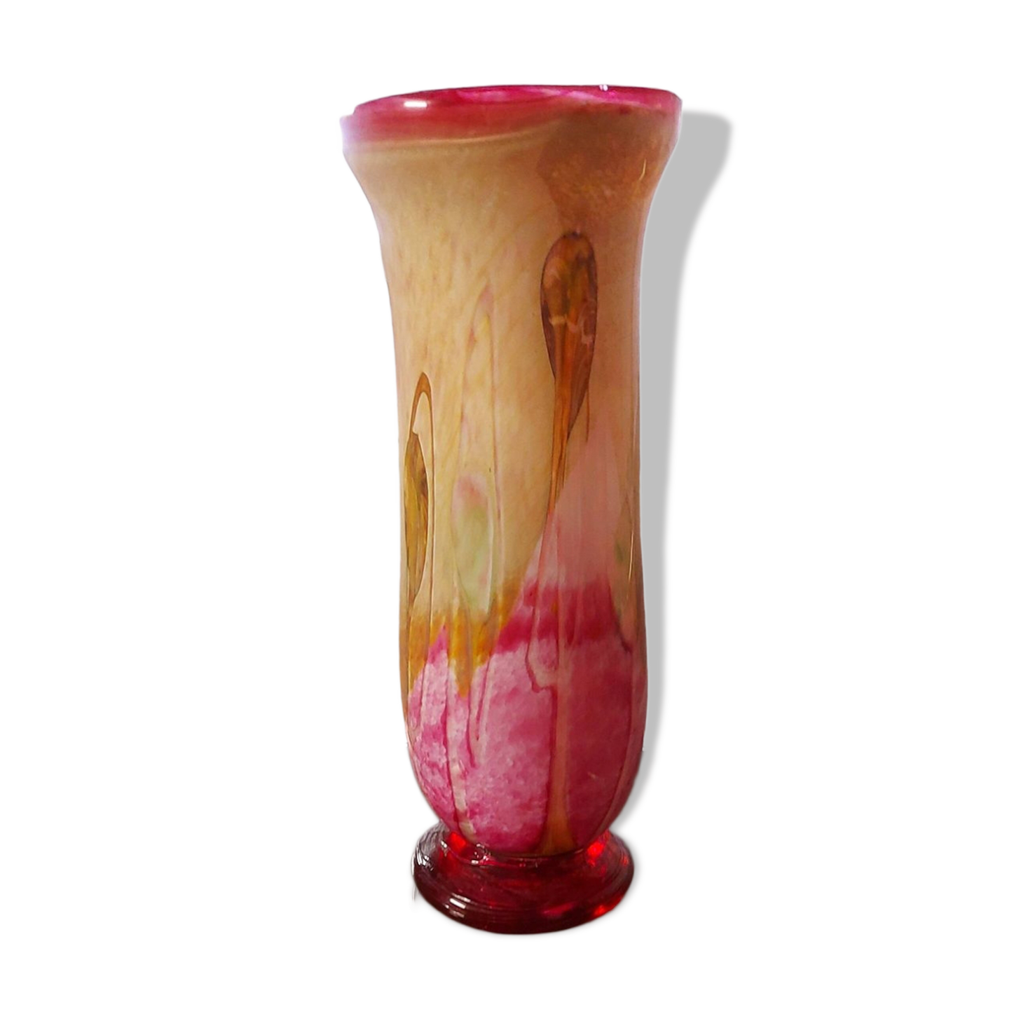 LARGE BIOT BLOWN GLASS VASE, SABA FRERES