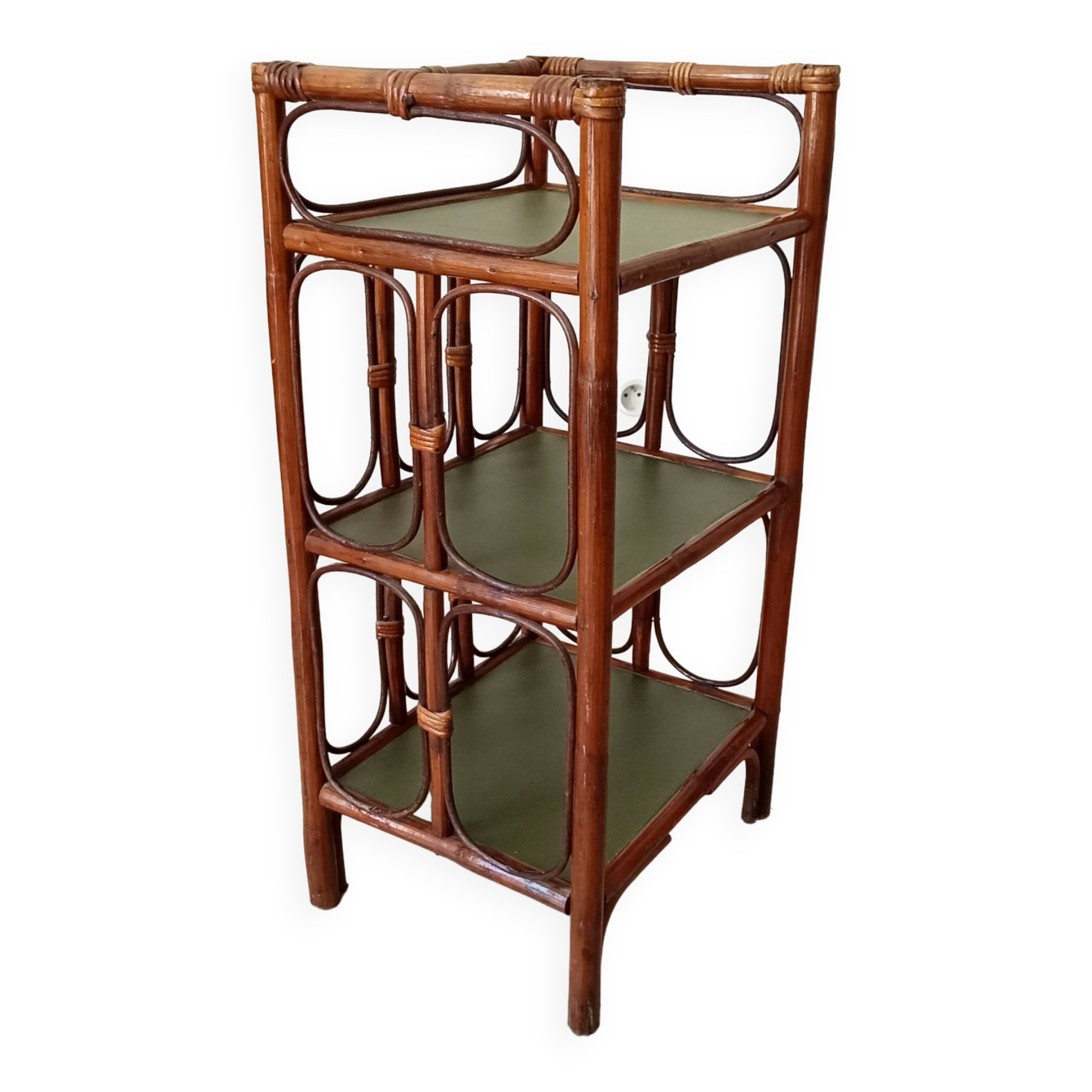 Vintage stand shelf in bamboo and rattan