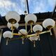 Lustre doré 8 globes vintage 1970