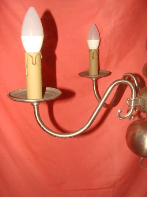 five-armed chandelier in white metal