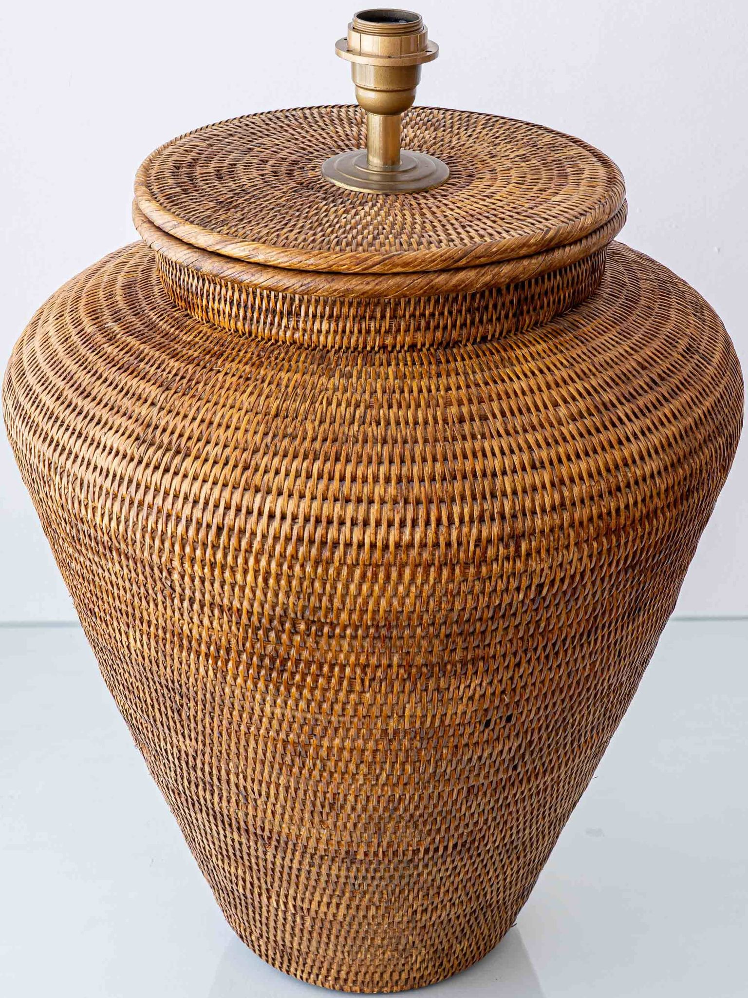 Hand-Woven Rattan Table or Floor Lamp, Burma/Myanmar, Oversized, 1980s