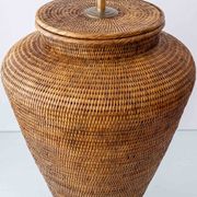 Hand-Woven Rattan Table or Floor Lamp, Burma/Myanmar, Oversized, 1980s