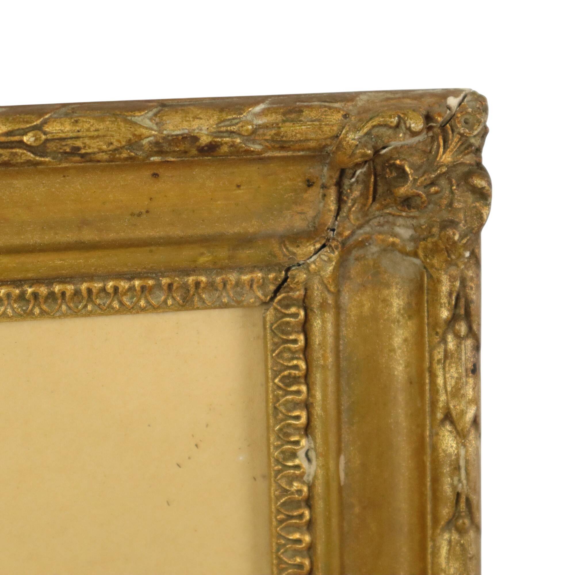 Watercolor José Wolff Art Painting Wooden Baroque Style Frame 1924