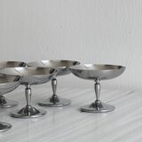 6 metal dessert bowls on foot