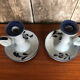 Old pair of hand candlesticks st clément céramique bleue france #a266