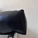 Vintage Gillis Lundgren armchair, black leather and chrome, Sweden 1970s