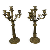 Paire De Candelabres En Bronze style Restauration XIXeme Siecle