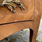 Louis XV style commode in marquetry, 20th century.