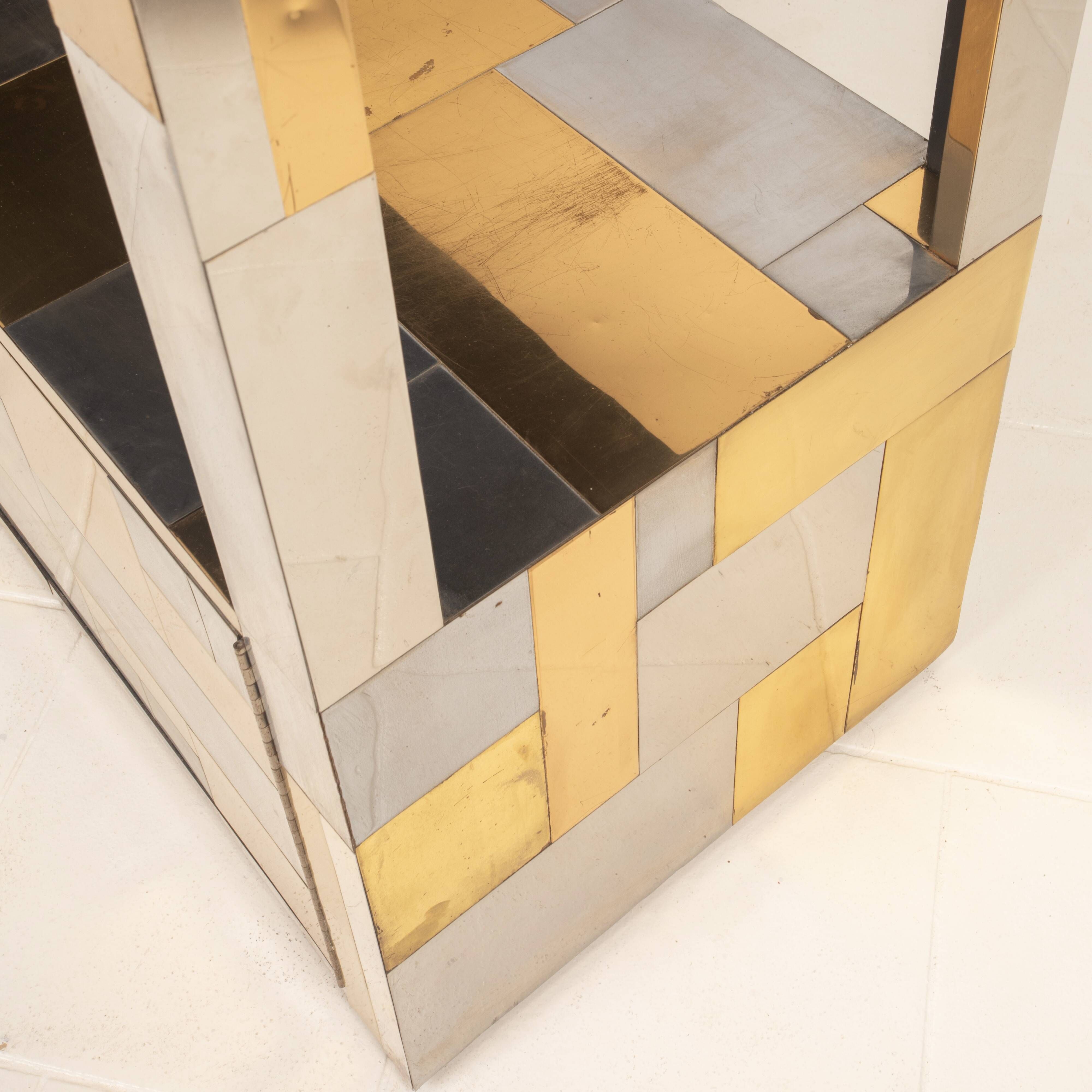 Paul Evans Cityscape Brass and Stainless Steel Bookcase, First Series, 1971