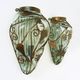 Pair of wall light cage in blown glass green color and wrought iron. Murano style. Year 80