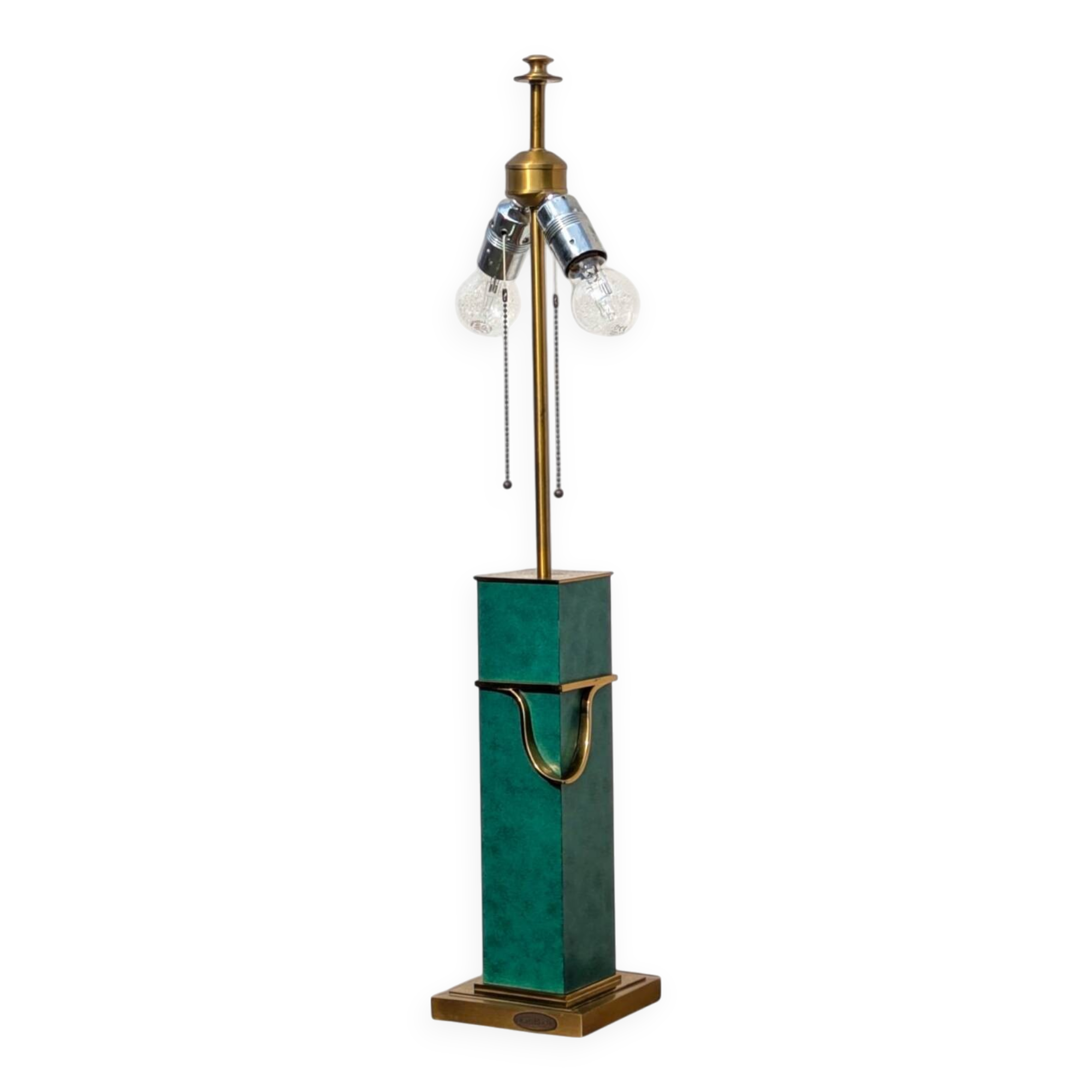 Vintage Jean Roche lamp base, 1980, brass & green