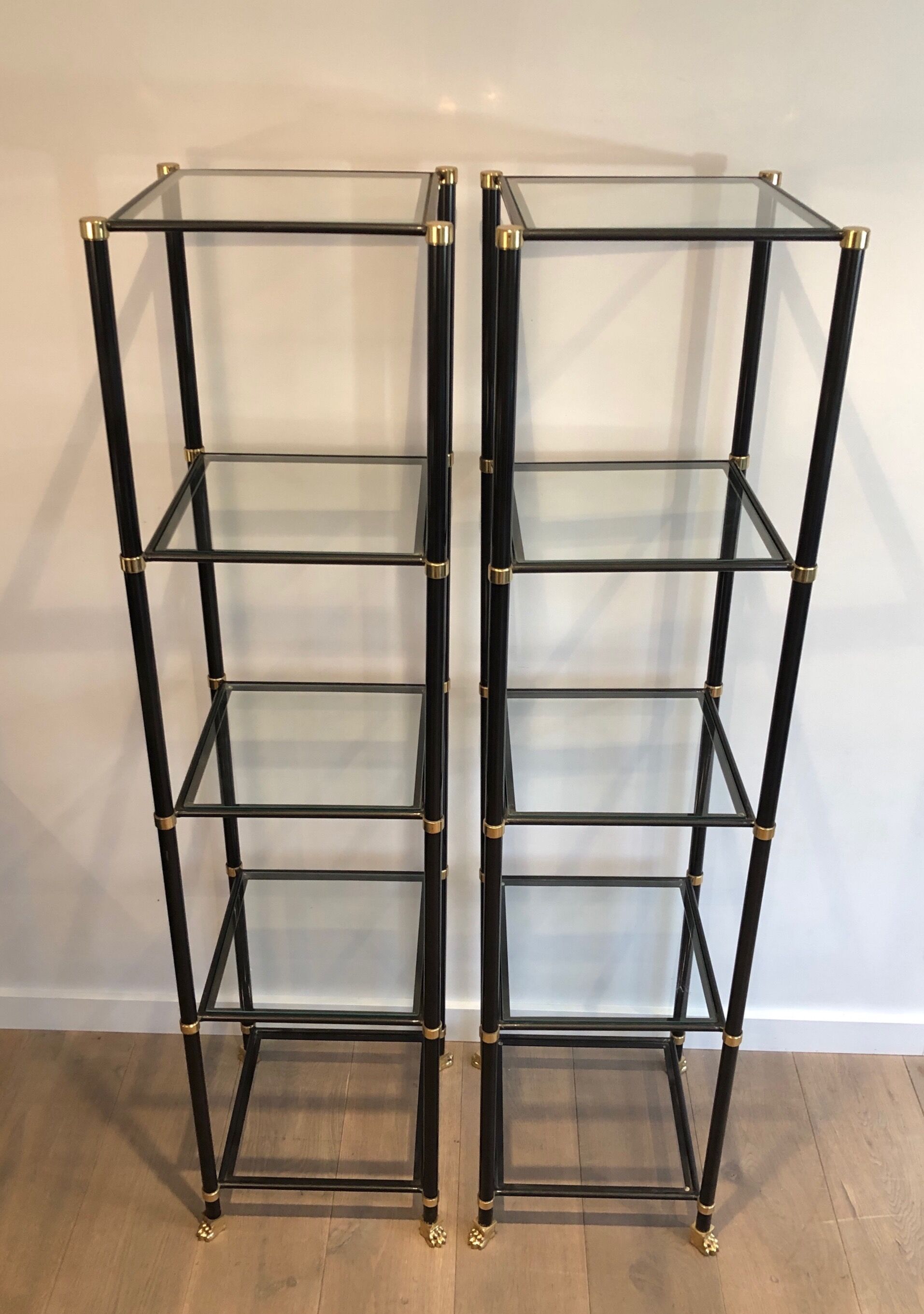 Pair of metal shelves by Guy Lefèvre for Maison Jansen 70s