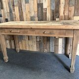 Farmhouse table with drawers in raw wood
