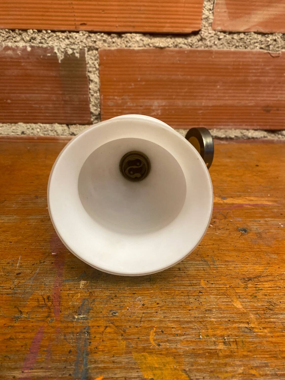 Antique Wall Lamp Torch JANSEN style Metal + White Opaline Vintage #C52