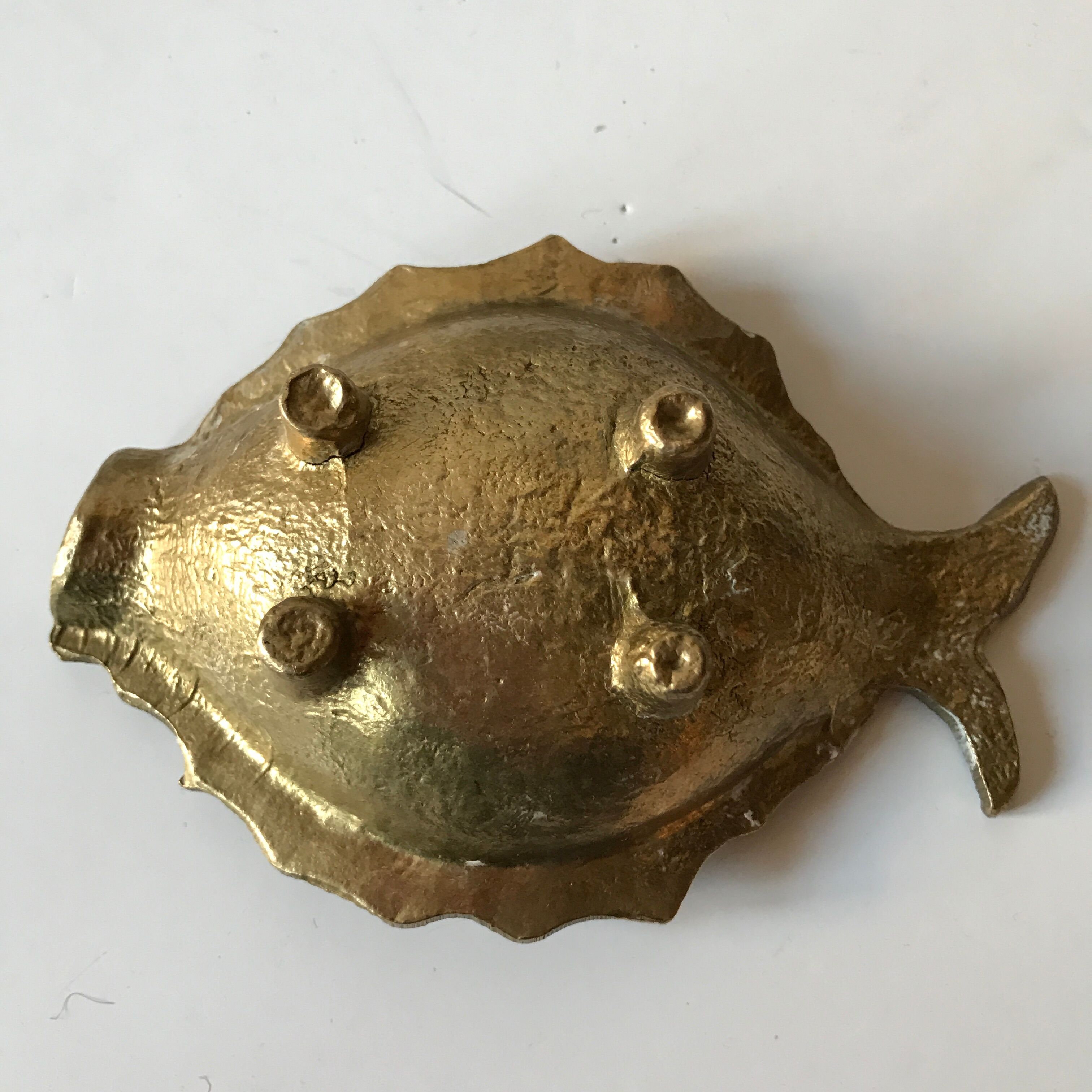 Vintage brass fish trinket bowl