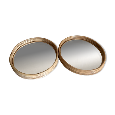Duo miroirs rotin  30 cm