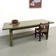 Glossy olive green lacquered dining table — DLG Georges Robert, Circa 1970