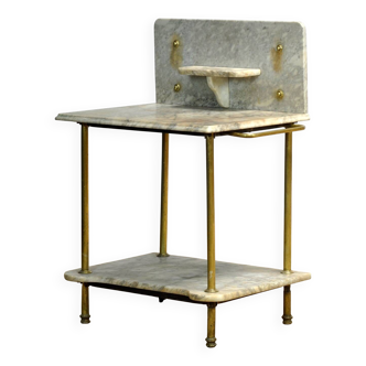 Lavabo ancien en laiton et marbre, vers 1880