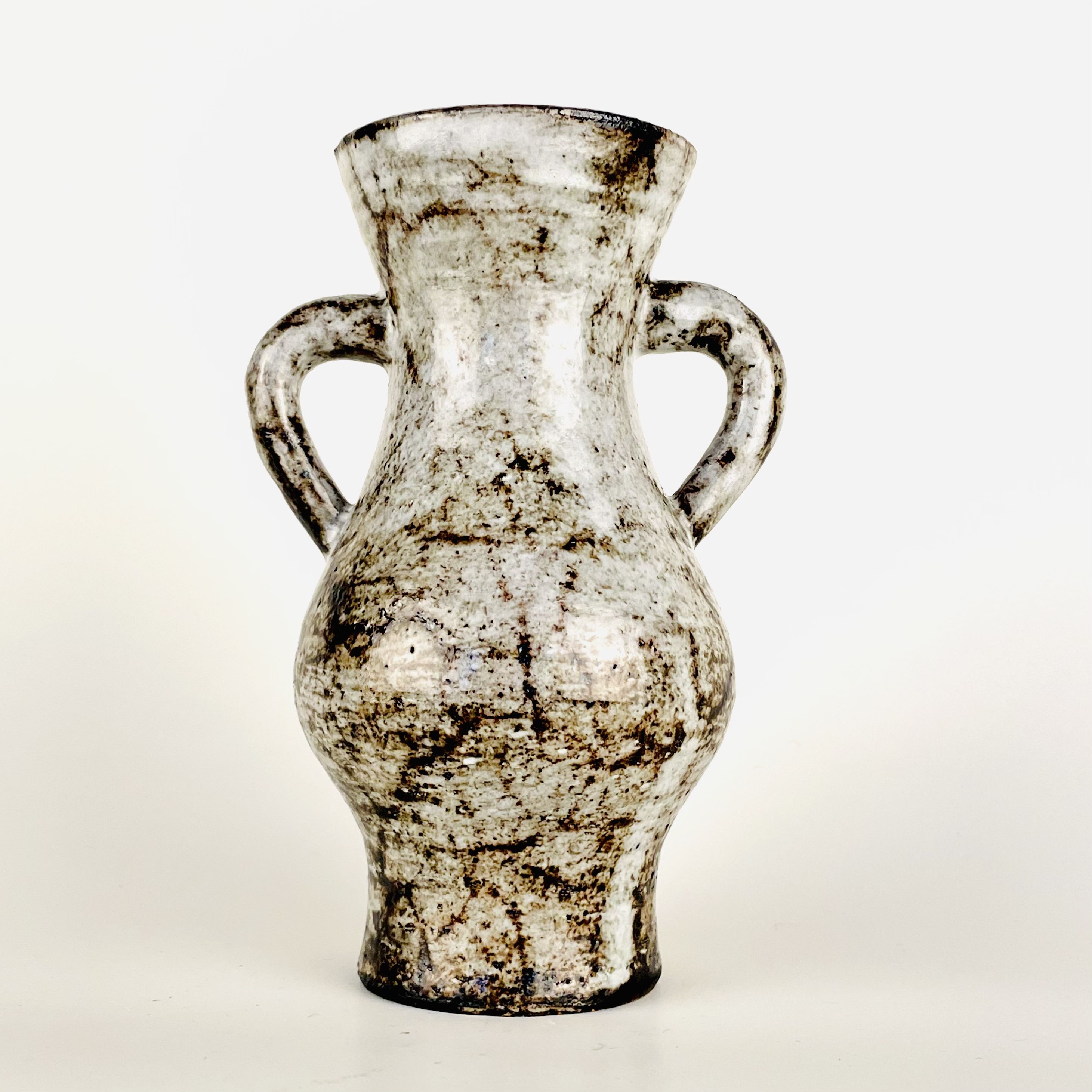 Vase with ceramic handles by Jean Derval, Vallauris, France, 1950's