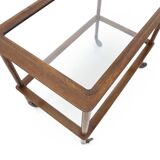 Wooden trolley with glass shelves, 1950s