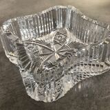 Ashtray crystal cup with patterns of massive square shape 16 cm