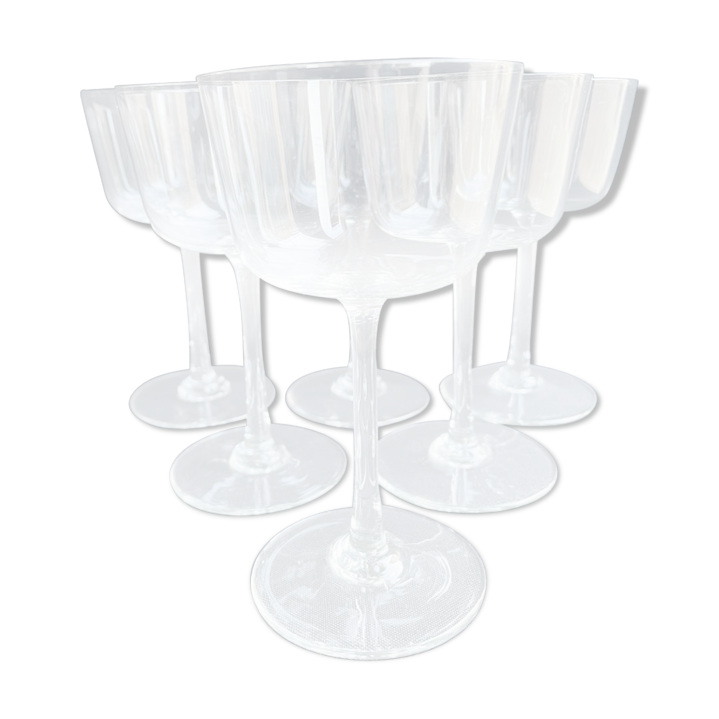 6 wine glasses light blown crystal
