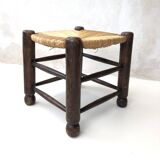 Oak and straw stool