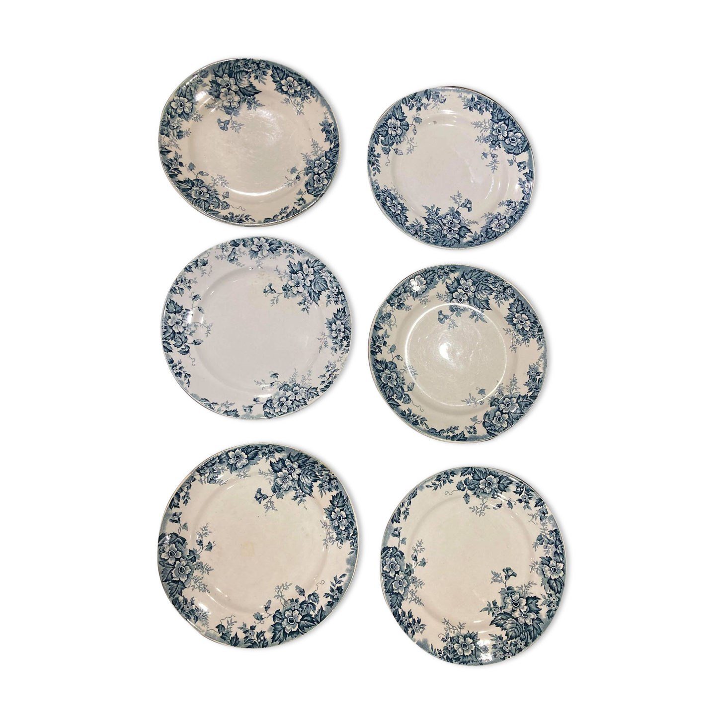 Lot of 6 plates in Terre de Fer Saint Amand - Marie-Louise model hamage