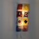 IKEA Gyllen wall lamp in decorated glass, Scandinavian design.