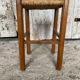 Antique Carved Wood Stool + Vintage Straw Seat #E099