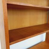 Large vintage oak wood bookcase shelf from the 50s 60s