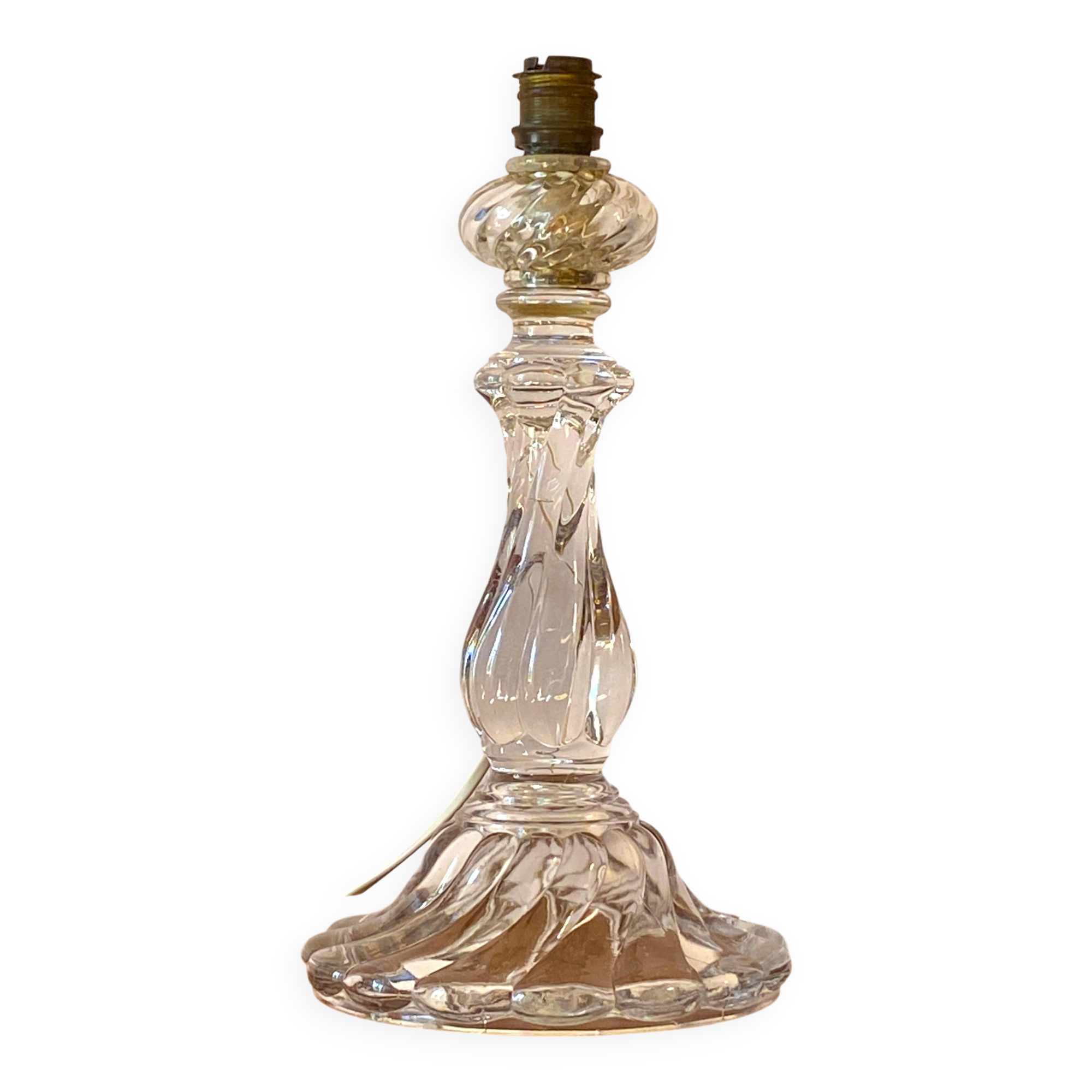 Impressive lamp base made of solid Baccarat crystal, bamboo torso model.