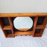 Round mirrored wooden shelf from the 80s
