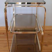 Service on wheels in gold brass and sunglasses - signed